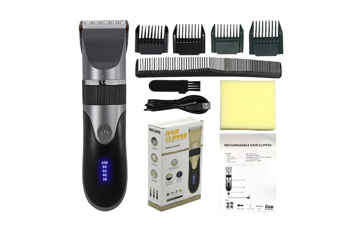 Hair Clippers for Men Professional Cordless Barber Clippers Cutting Mens Hair Trimmer with 4 Guards Mens Cutting Kit -Grey - Image 1
