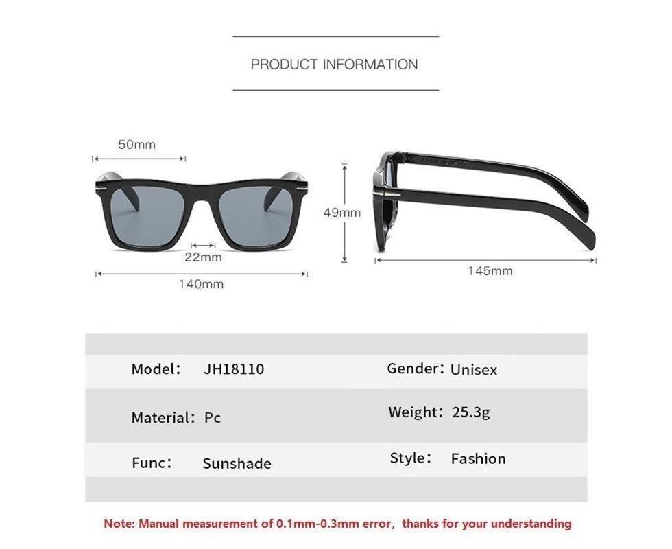 Classic Rivet Square Sunglasses Men Luxury Brand Design Beckham Driving Glasses Vintage Sun Glasses Eyewear - Black Yellow - Image 2