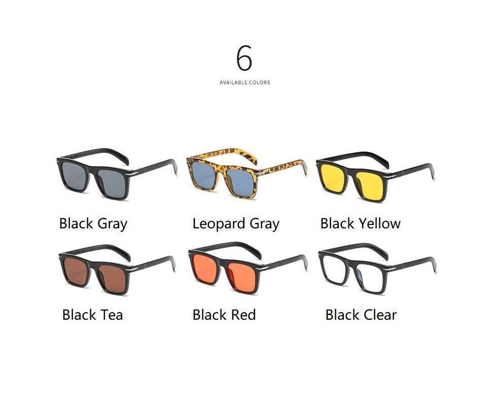 Classic Rivet Square Sunglasses Men Luxury Brand Design Beckham Driving Glasses Vintage Sun Glasses Eyewear - Black Yellow - Image 3