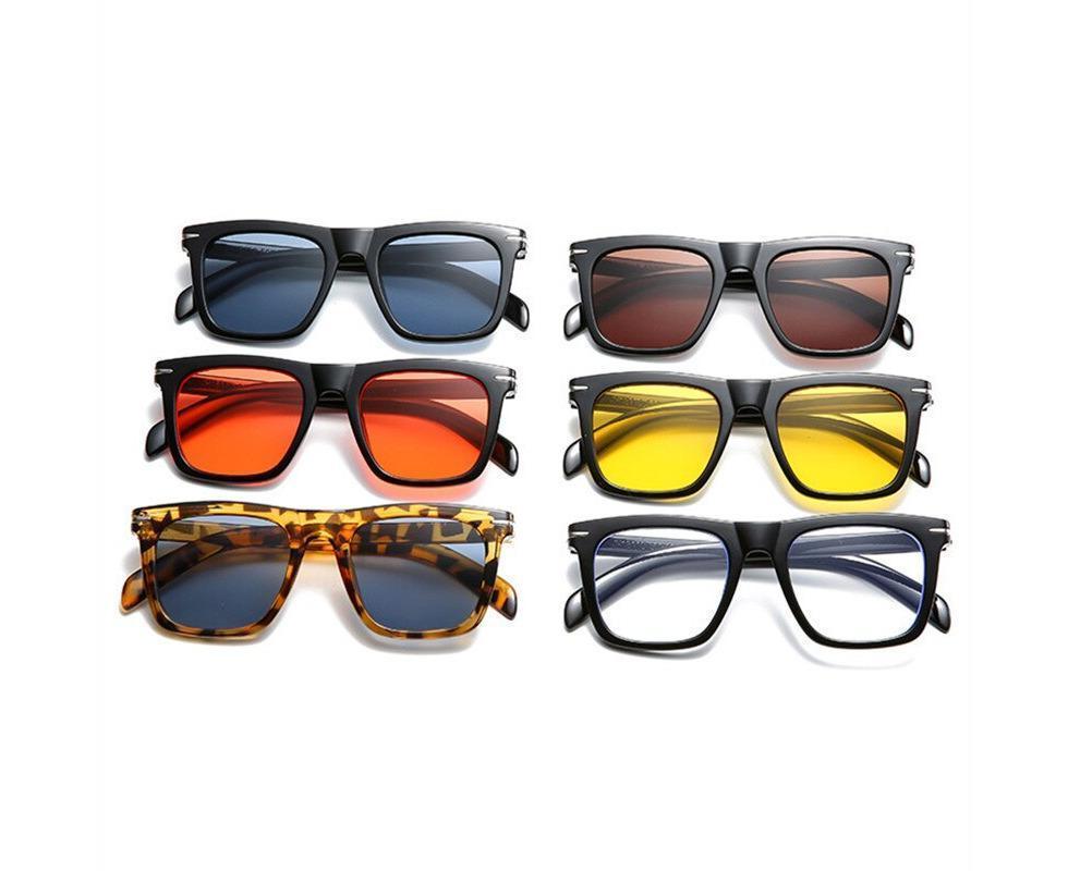 Classic Rivet Square Sunglasses Men Luxury Brand Design Beckham Driving Glasses Vintage Sun Glasses Eyewear - Black Yellow - Image 4