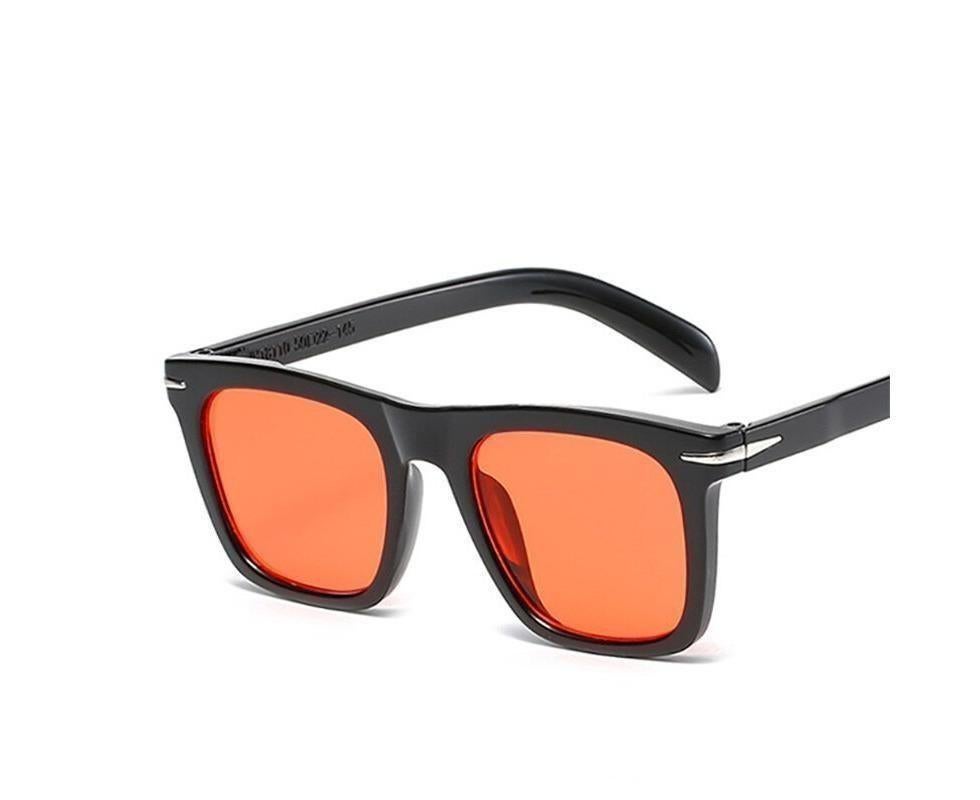 Classic Rivet Square Sunglasses Men Luxury Brand Design Beckham Driving Glasses Vintage Sun Glasses Eyewear - Black Yellow - Image 6