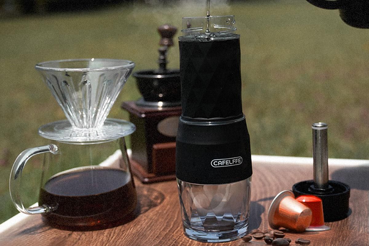 3 in 1 Portable Coffee Maker,Single Serve Manual Espresso Machine For Camping, Travel, Hiking, Fishing - White - Image 3