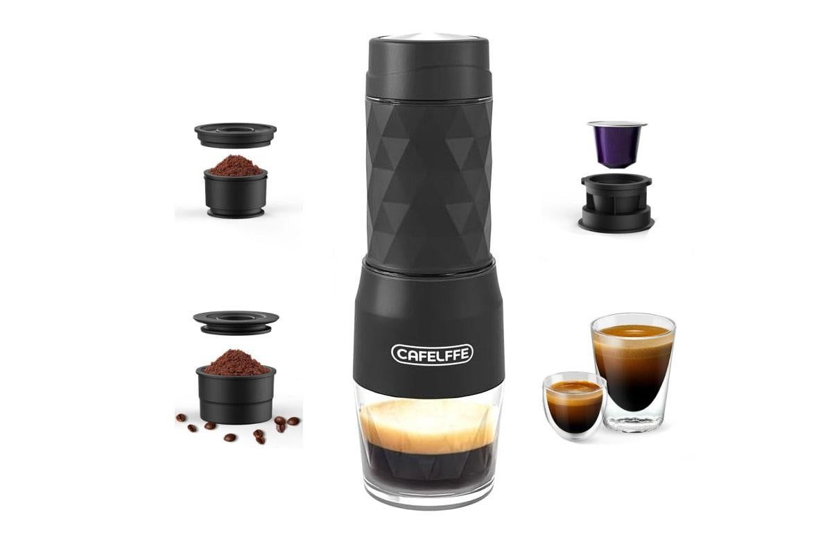 3 in 1 Portable Coffee Maker,Single Serve Manual Espresso Machine For Camping, Travel, Hiking, Fishing - White - Image 5