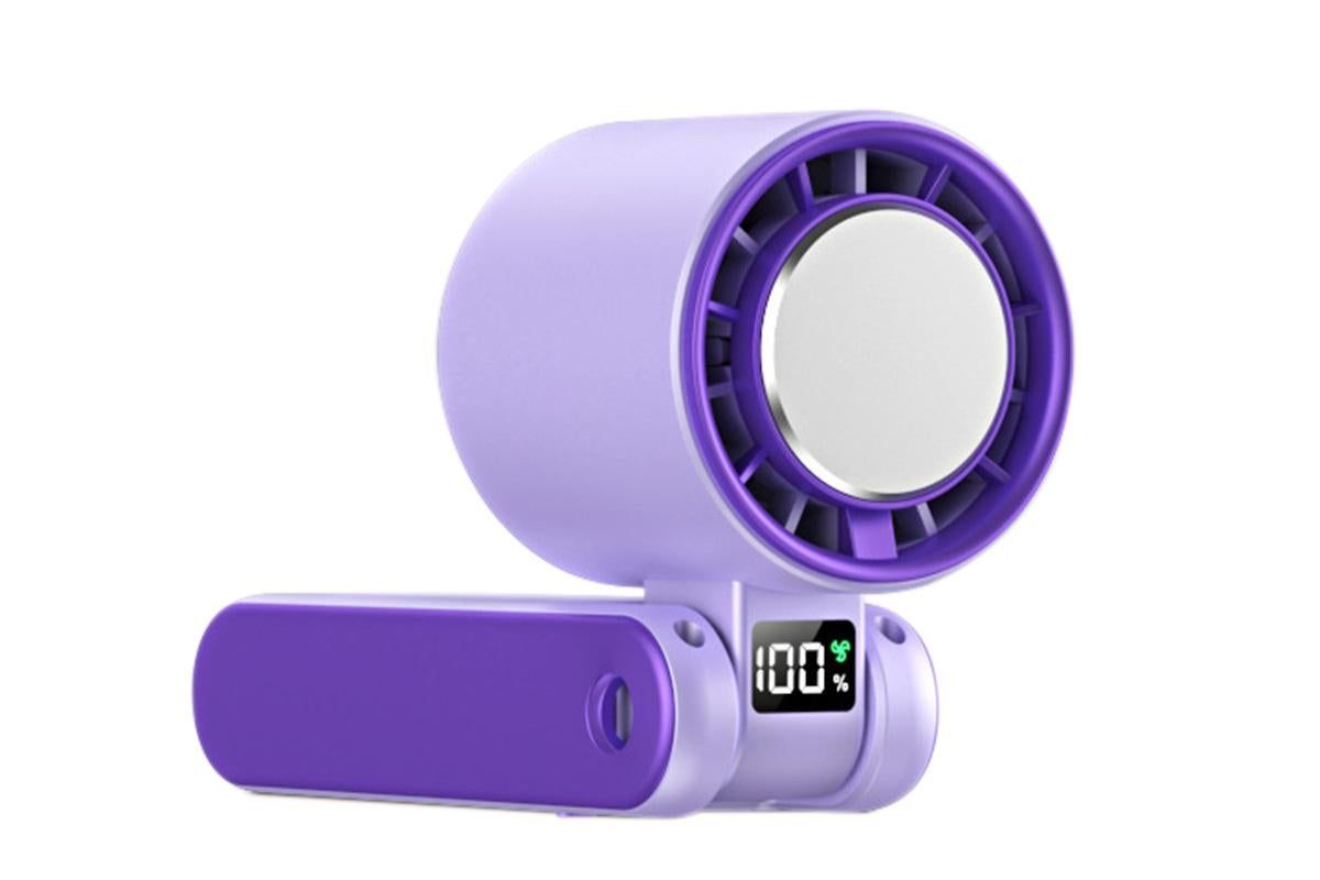 Handheld Portable Fan with Ice Cooler 100-Speed Rechargeable Handheld Fan - Purple - Image 3