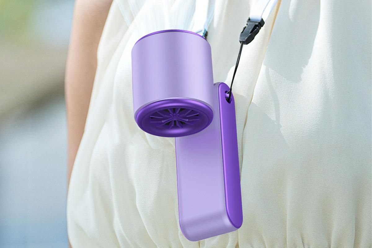 Handheld Portable Fan with Ice Cooler 100-Speed Rechargeable Handheld Fan - Purple - Image 4