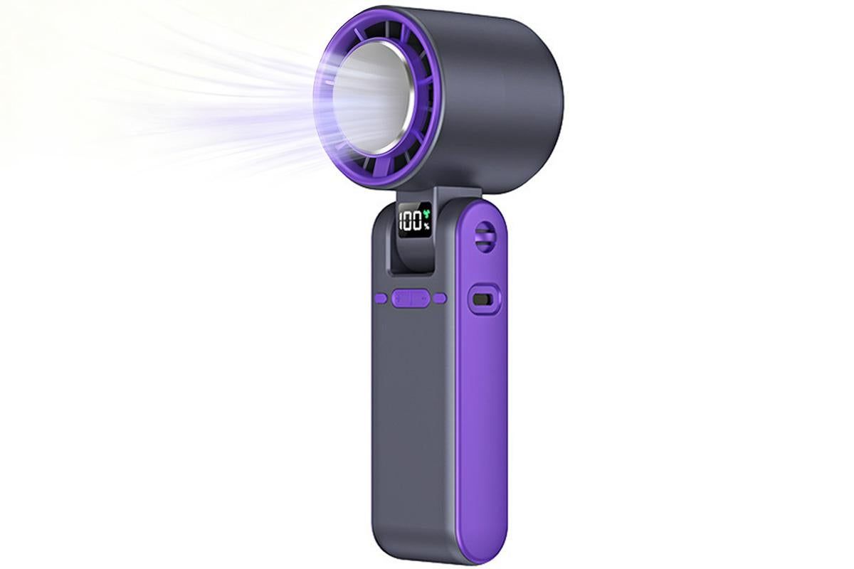Handheld Portable Fan with Ice Cooler 100-Speed Rechargeable Handheld Fan - Gray - Image 2