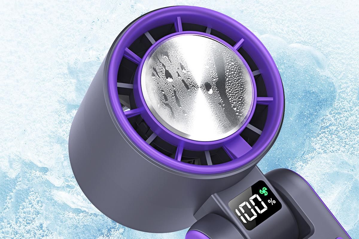 Handheld Portable Fan with Ice Cooler 100-Speed Rechargeable Handheld Fan - Gray - Image 5