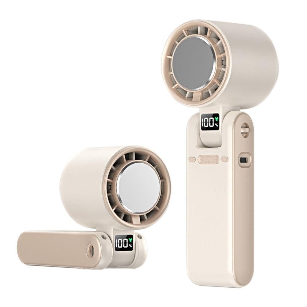 Handheld Portable Fan with Ice Cooler 100-Speed Rechargeable Handheld Fan - Beige - Image 8