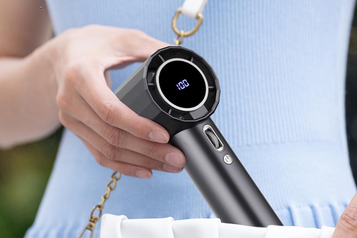 Portable Handheld Turbo Fan Windy Speed Adjustable Mini Personal Battery Operated Fan -Grey - Image 2