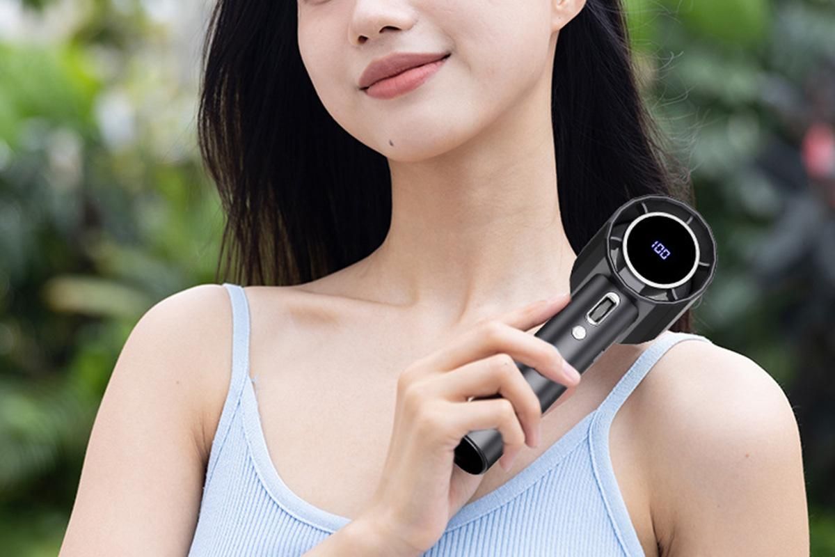 Portable Handheld Turbo Fan Windy Speed Adjustable Mini Personal Battery Operated Fan -Grey - Image 4