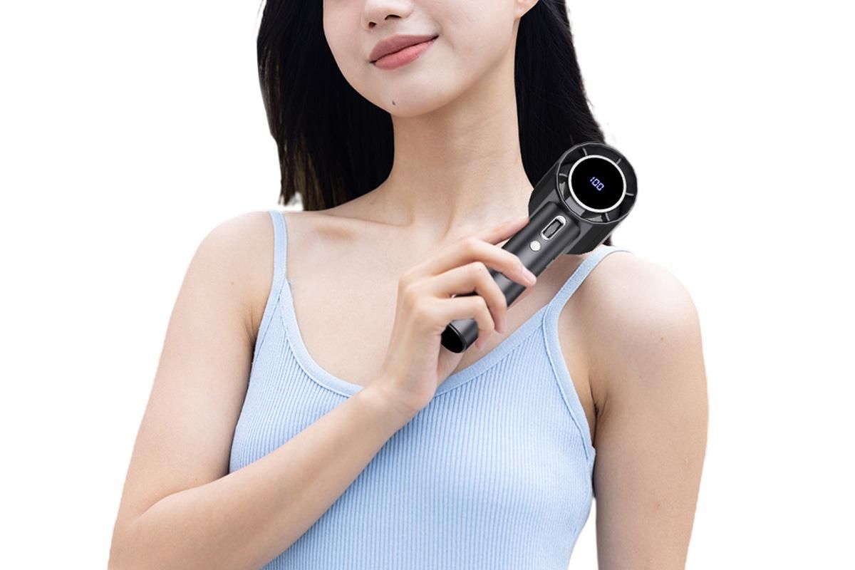 Portable Handheld Turbo Fan Windy Speed Adjustable Mini Personal Battery Operated Fan -Grey - Image 6