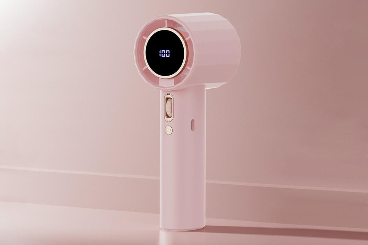Portable Handheld Turbo Fan Windy Speed Adjustable Mini Personal Battery Operated Fan -Pink - Image 2