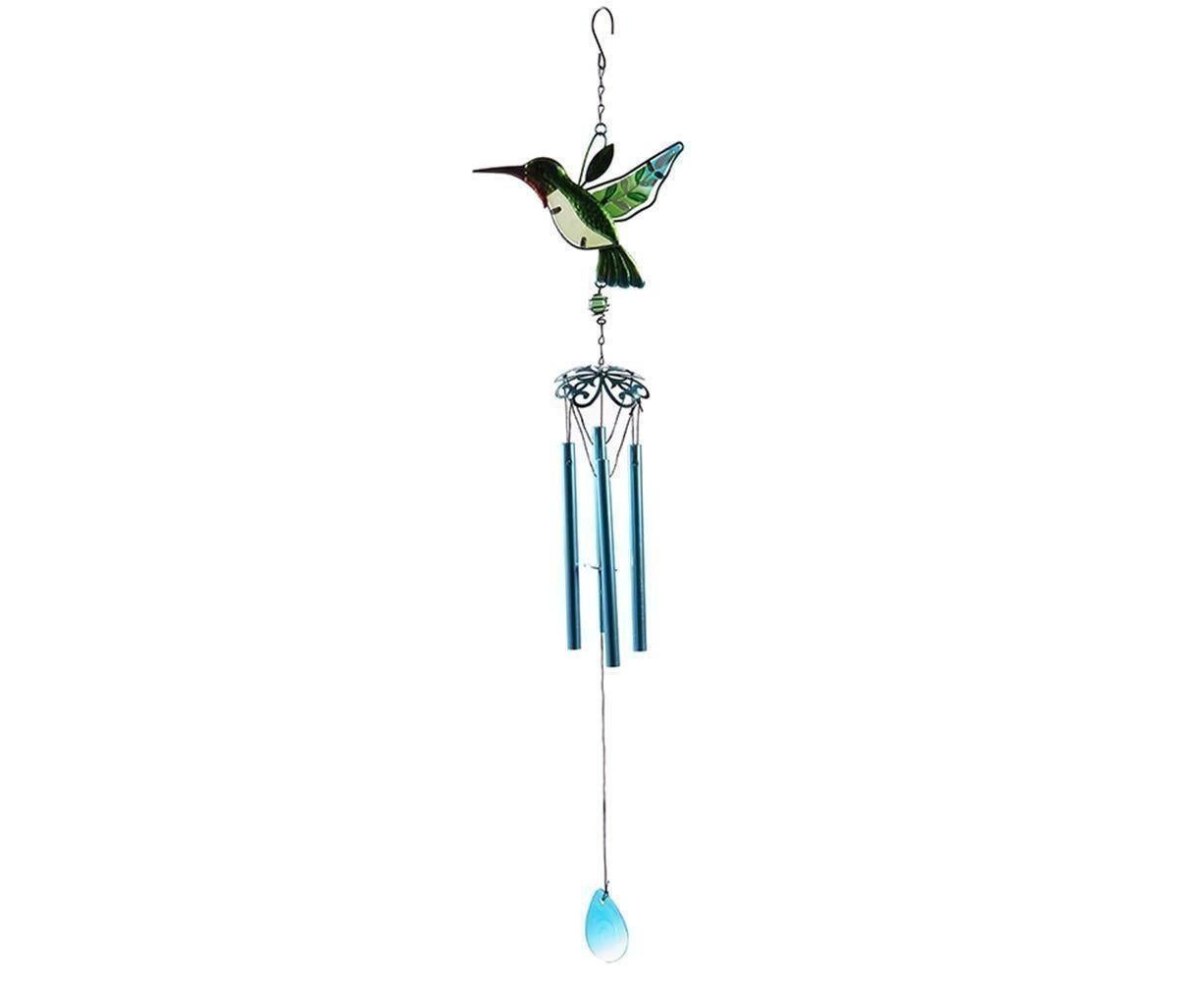 Cute Hummingbird Metal Tubes Wind Chime Bell Home Yard Wall Hanging Ornament-Green Wind Chime Tube - Image 1