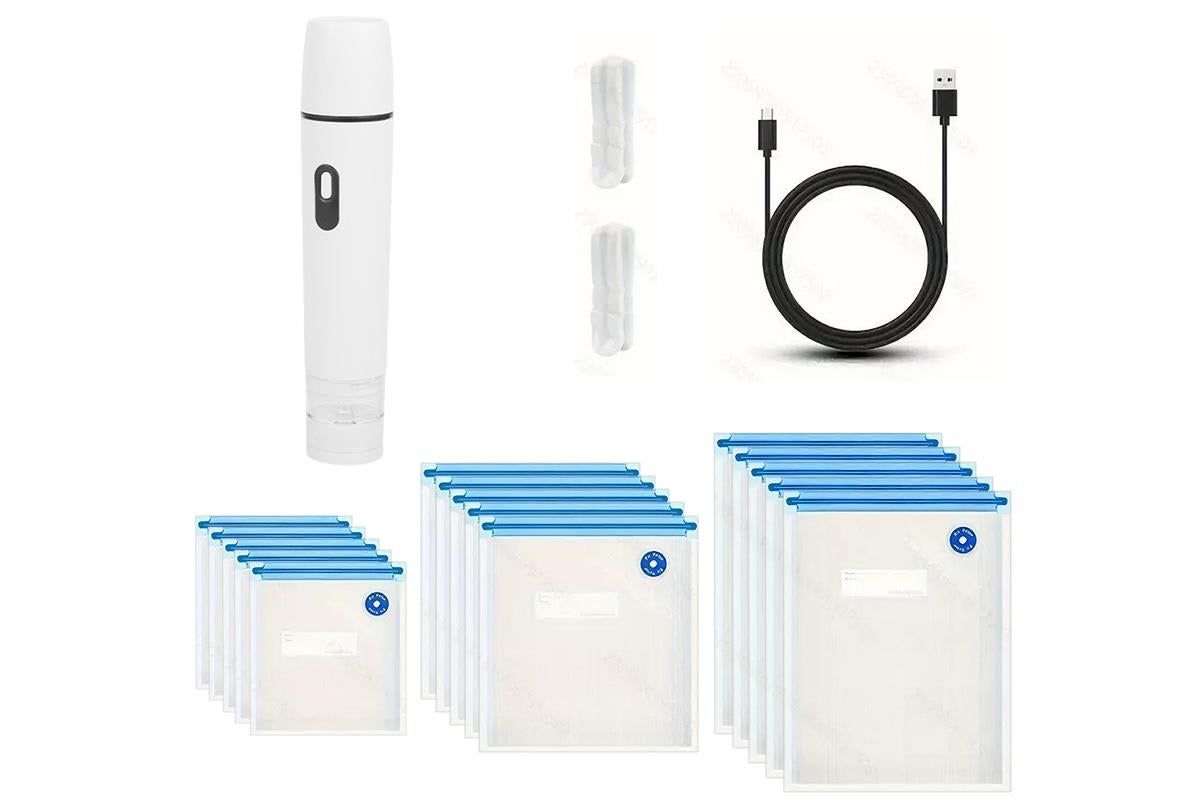 Compact Vacuum Sealer for Food Storage with 15 Reusable Vacuum Bags - Image 8