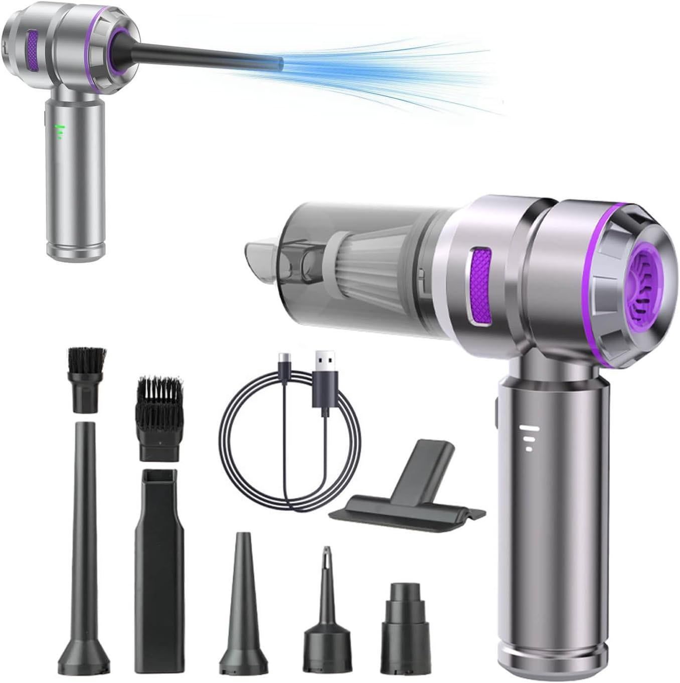 Cordless Handheld Car Vacuum Cleaner 4-in-1 Wireless Vacuum with Brushless Motor Mini Car Vaacuum Cleaner -Purple - Image 5