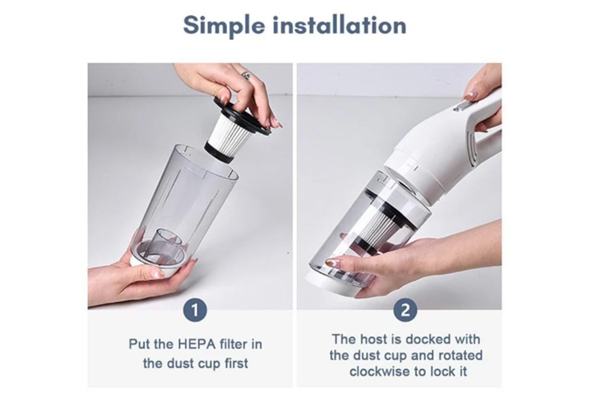 Cordless Handheld Car Vacuum Cleaner 10000Pa Strong Suction USB Rechargeable - White - Image 3