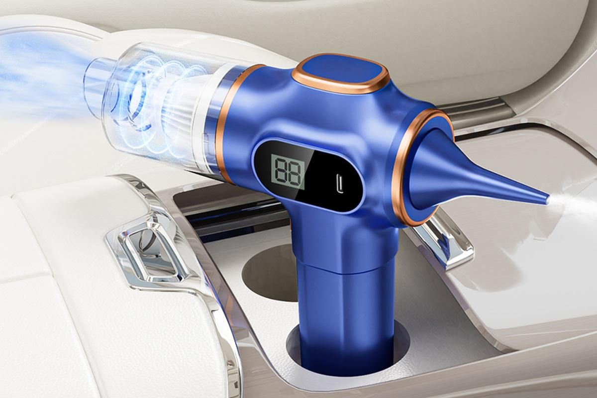 Car Vacuum Portable Cordless 2 in 1 Vacuum Cleaner Air Duster Handheld Vacuum Cordless with 3000mAh Battery - Blue - Image 3
