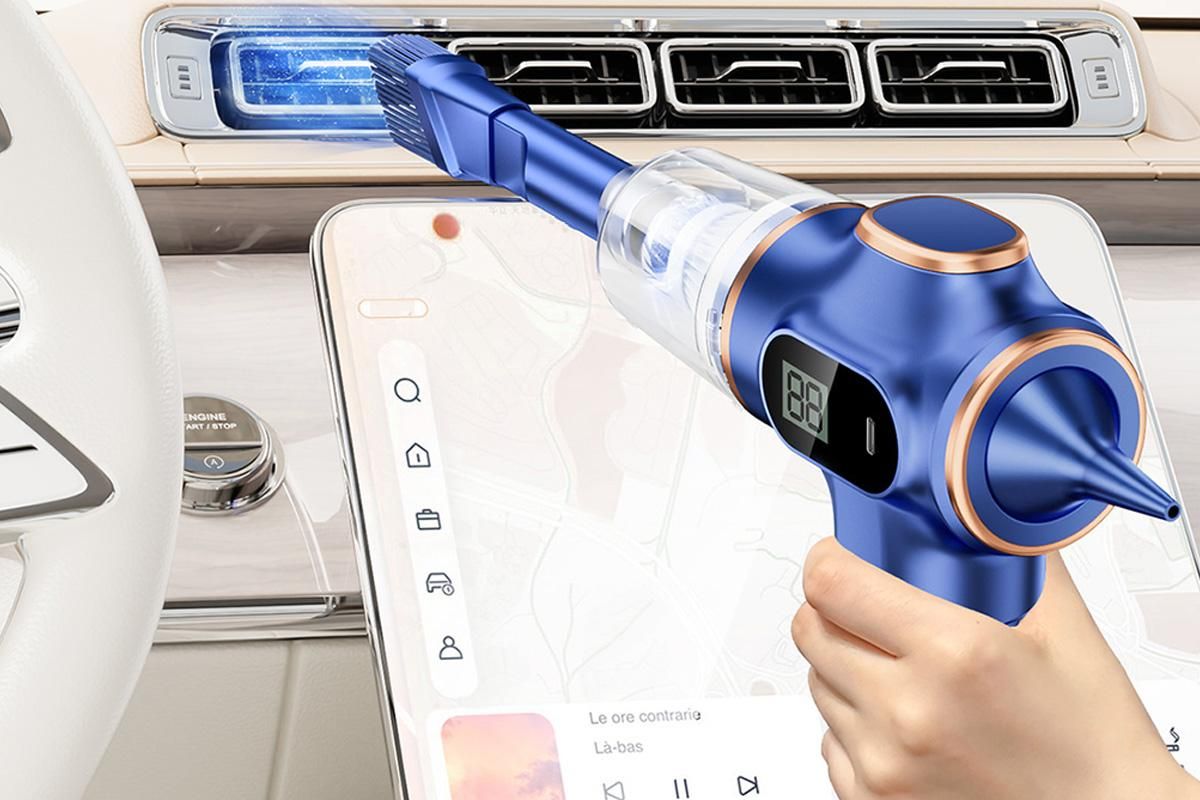 Car Vacuum Portable Cordless 2 in 1 Vacuum Cleaner Air Duster Handheld Vacuum Cordless with 3000mAh Battery - Blue - Image 4
