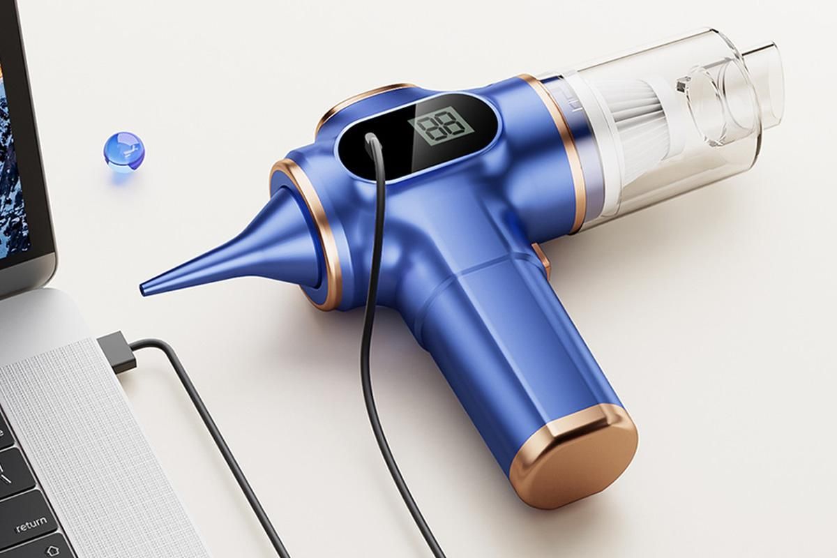 Car Vacuum Portable Cordless 2 in 1 Vacuum Cleaner Air Duster Handheld Vacuum Cordless with 3000mAh Battery - Blue - Image 7