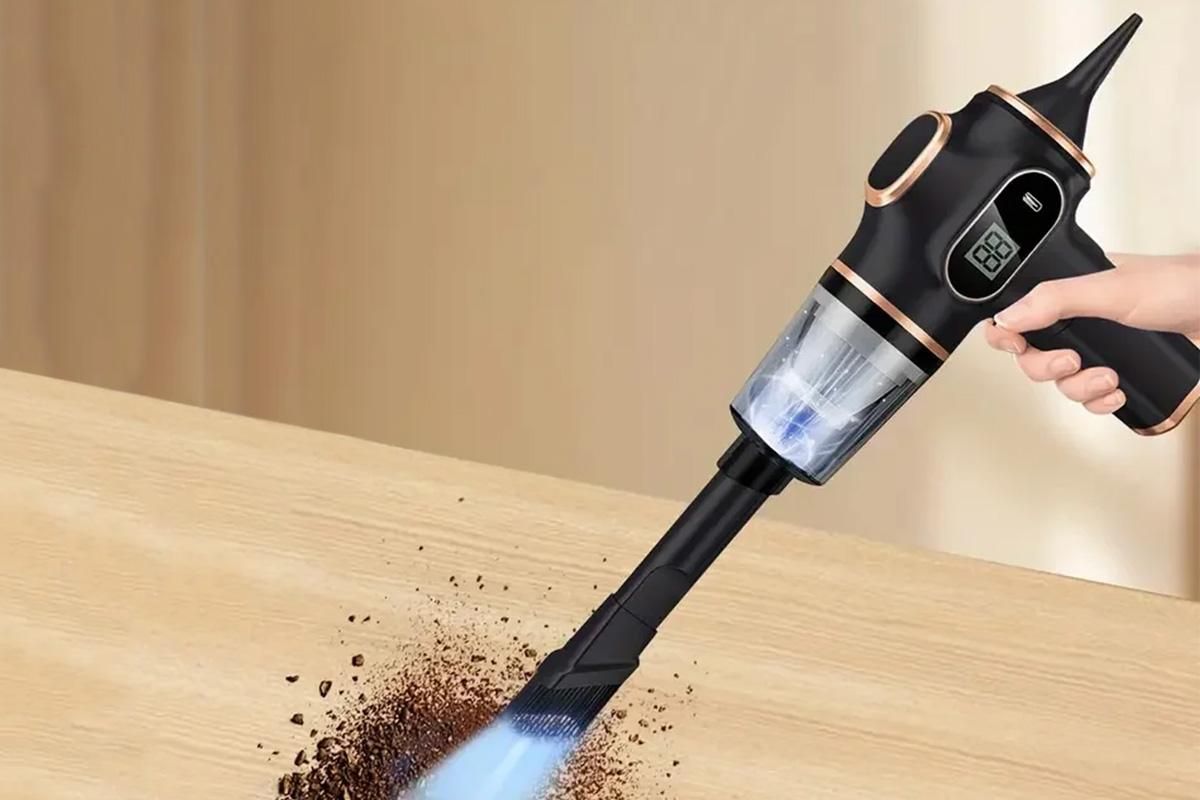 Car Vacuum Portable Cordless 2 in 1 Vacuum Cleaner Air Duster Handheld Vacuum Cordless with 3000mAh Battery - Black - Image 3