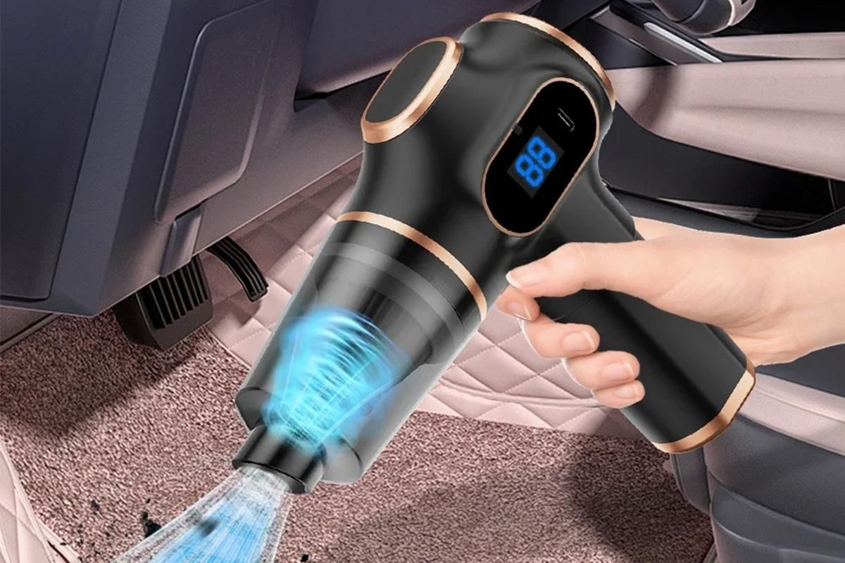 Car Vacuum Portable Cordless 2 in 1 Vacuum Cleaner Air Duster Handheld Vacuum Cordless with 3000mAh Battery - Black - Image 4