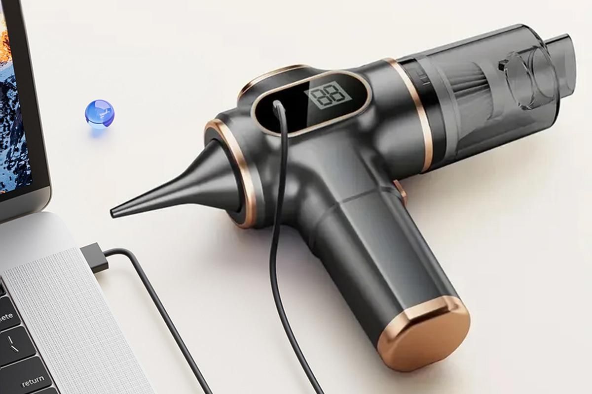 Car Vacuum Portable Cordless 2 in 1 Vacuum Cleaner Air Duster Handheld Vacuum Cordless with 3000mAh Battery - Black - Image 6