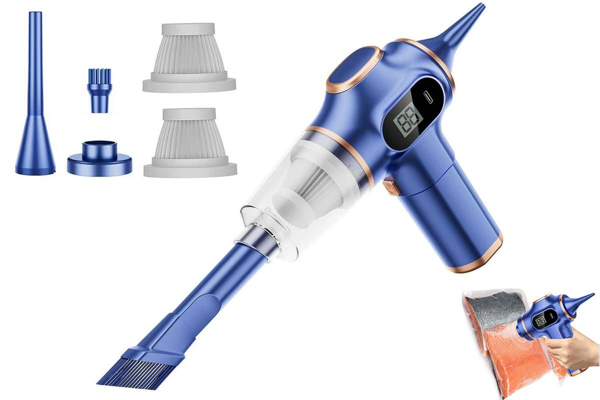 Car Vacuum Portable Cordless 2 in 1 Vacuum Cleaner Air Duster Handheld Vacuum Cordless with 3000mAh Battery - Black - Image 7