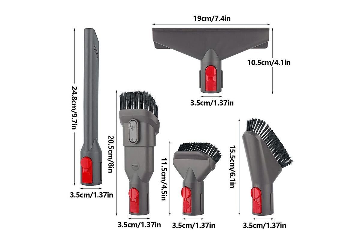 6Pcs Brush Attachment Tools Kit Compatible for Dyson V7 V8 V10 V11 Vacuum Cleaner Accessories Cordless Stick Vacuum Cleaner Accessory Replacement Including Flexible Hose, Crevice Tool, Mattress Tool, Stiff Dust Brush - Image 3