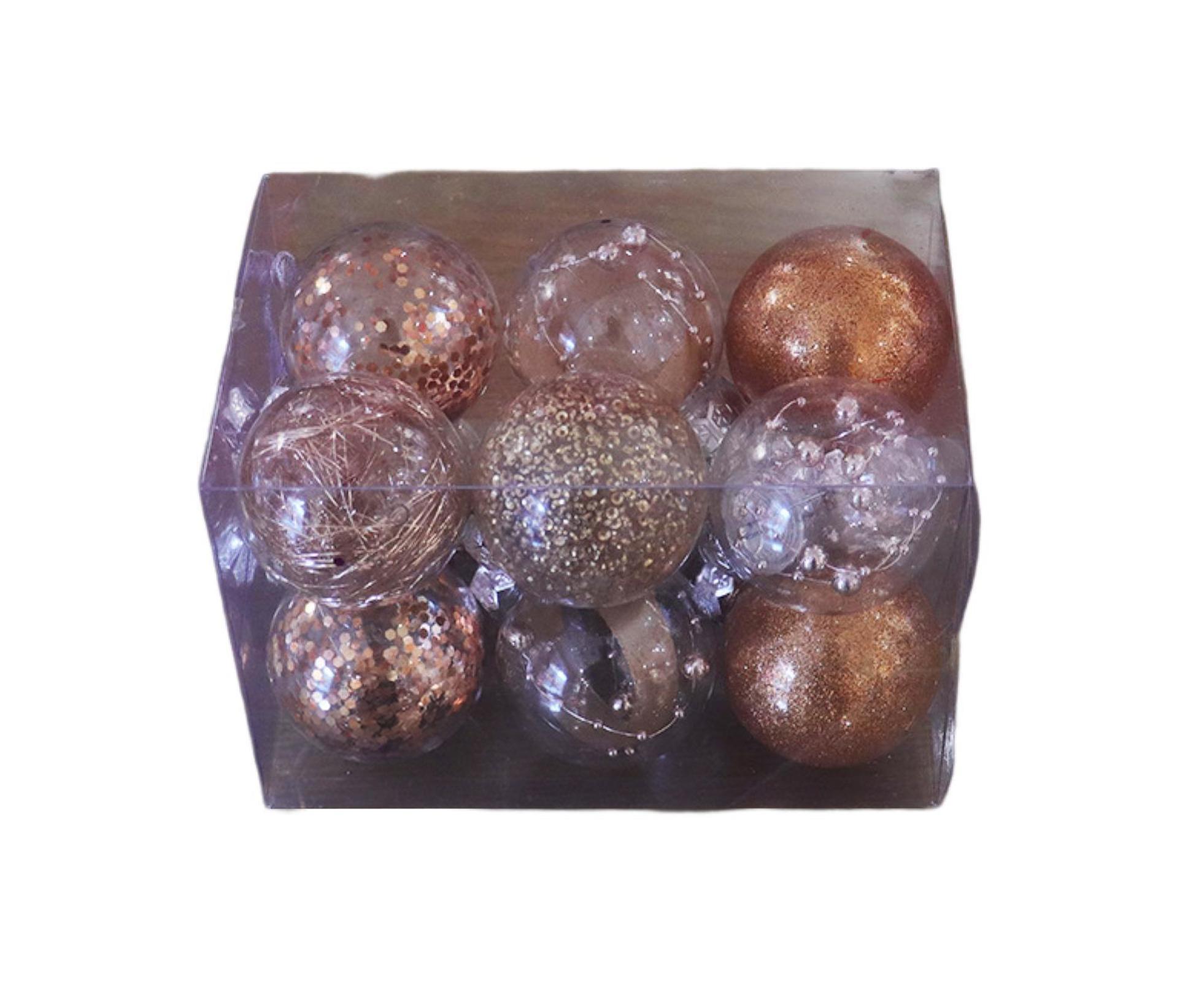 Glitter Xmas Tree Balls-Rose Gold - Image 1