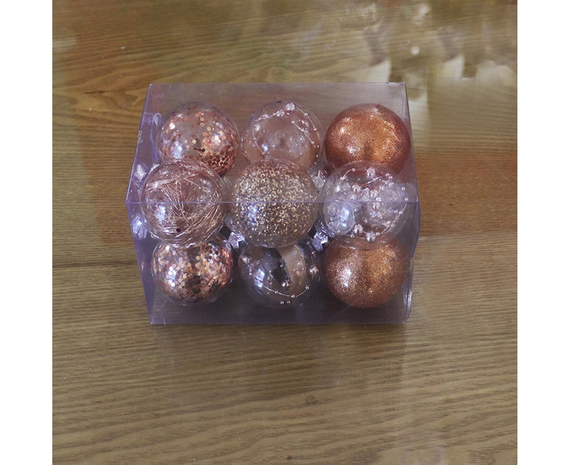 Glitter Xmas Tree Balls-Rose Gold - Image 2