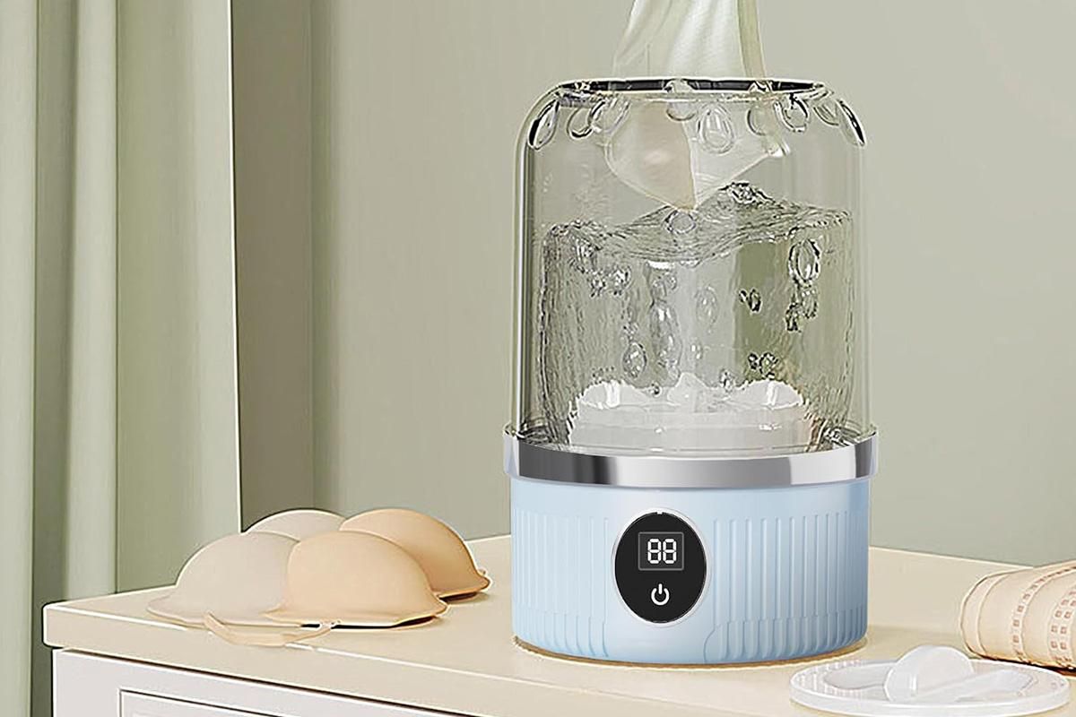 Portable Mini Washing Machine Rechargeable Small Clothes Washer for Travel Use - Blue - Image 2