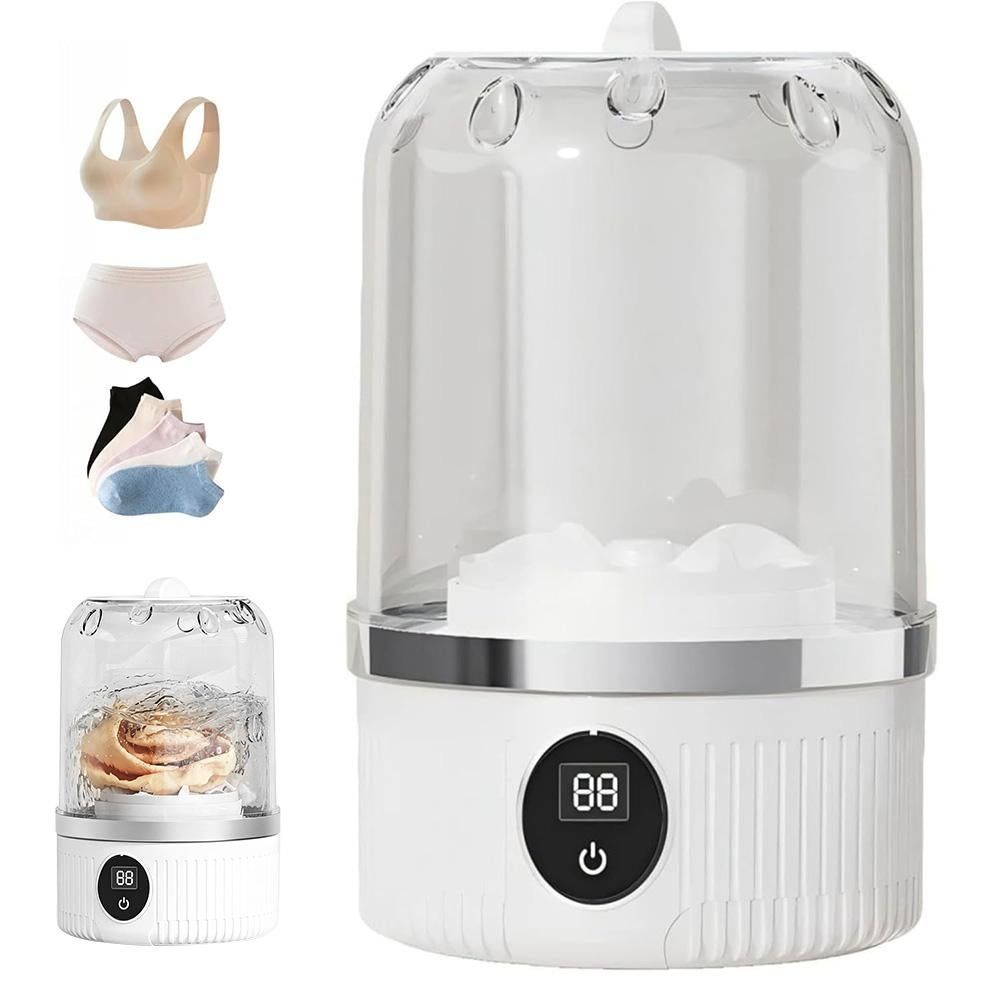 Portable Mini Washing Machine Rechargeable Small Clothes Washer for Travel Use - Blue - Image 8