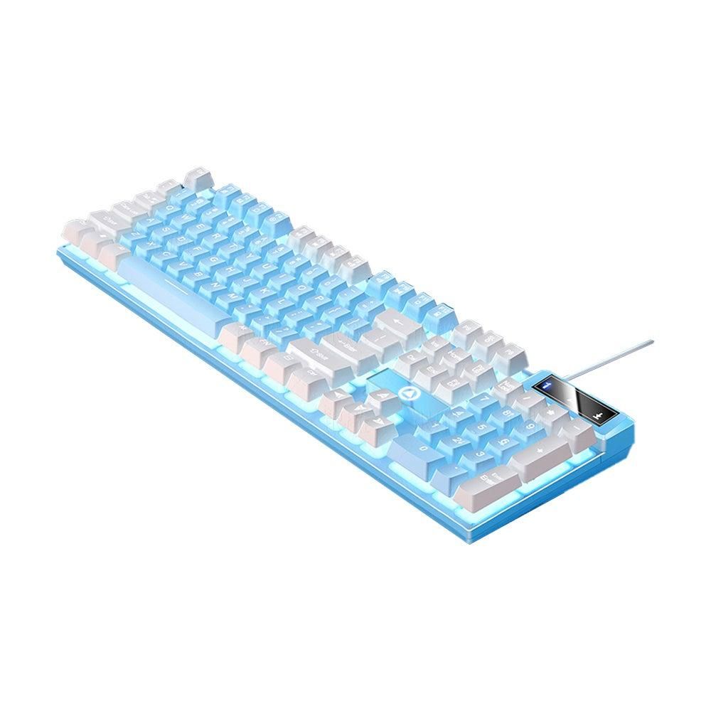 104 Keys Mechanical Gaming Keyboard Wired Backlit Keyboard Hot-Swap Mechanical Keyboard Wired Gaming Keyboard with Number Pad -Blue - Image 3