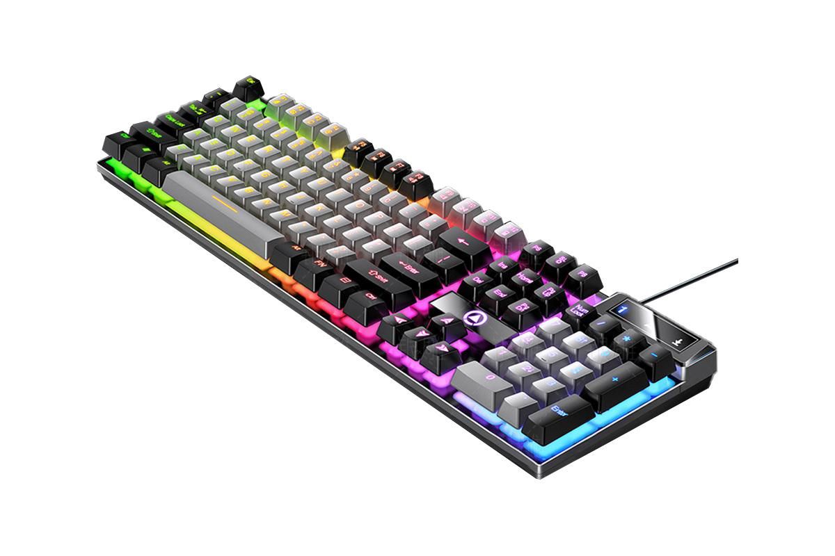 104 Keys Mechanical Gaming Keyboard Wired Backlit Keyboard Hot-Swap Mechanical Keyboard Wired Gaming Keyboard with Number Pad -Grey - Image 1
