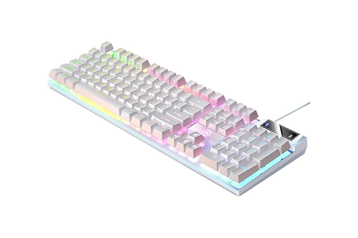 104 Keys Mechanical Gaming Keyboard Wired Backlit Keyboard Hot-Swap Mechanical Keyboard Wired Gaming Keyboard with Number Pad -Pink - Image 5
