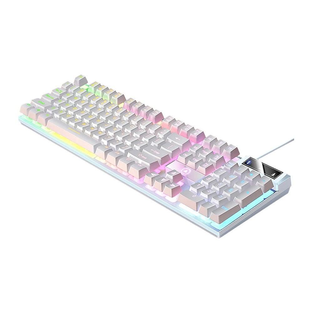 104 Keys Mechanical Gaming Keyboard Wired Backlit Keyboard Hot-Swap Mechanical Keyboard Wired Gaming Keyboard with Number Pad -White - Image 3