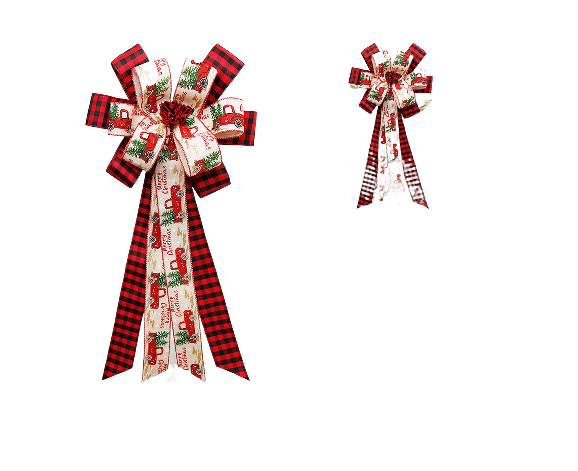 Buffalo Plaid Bow Pendant-Red Black - Image 1