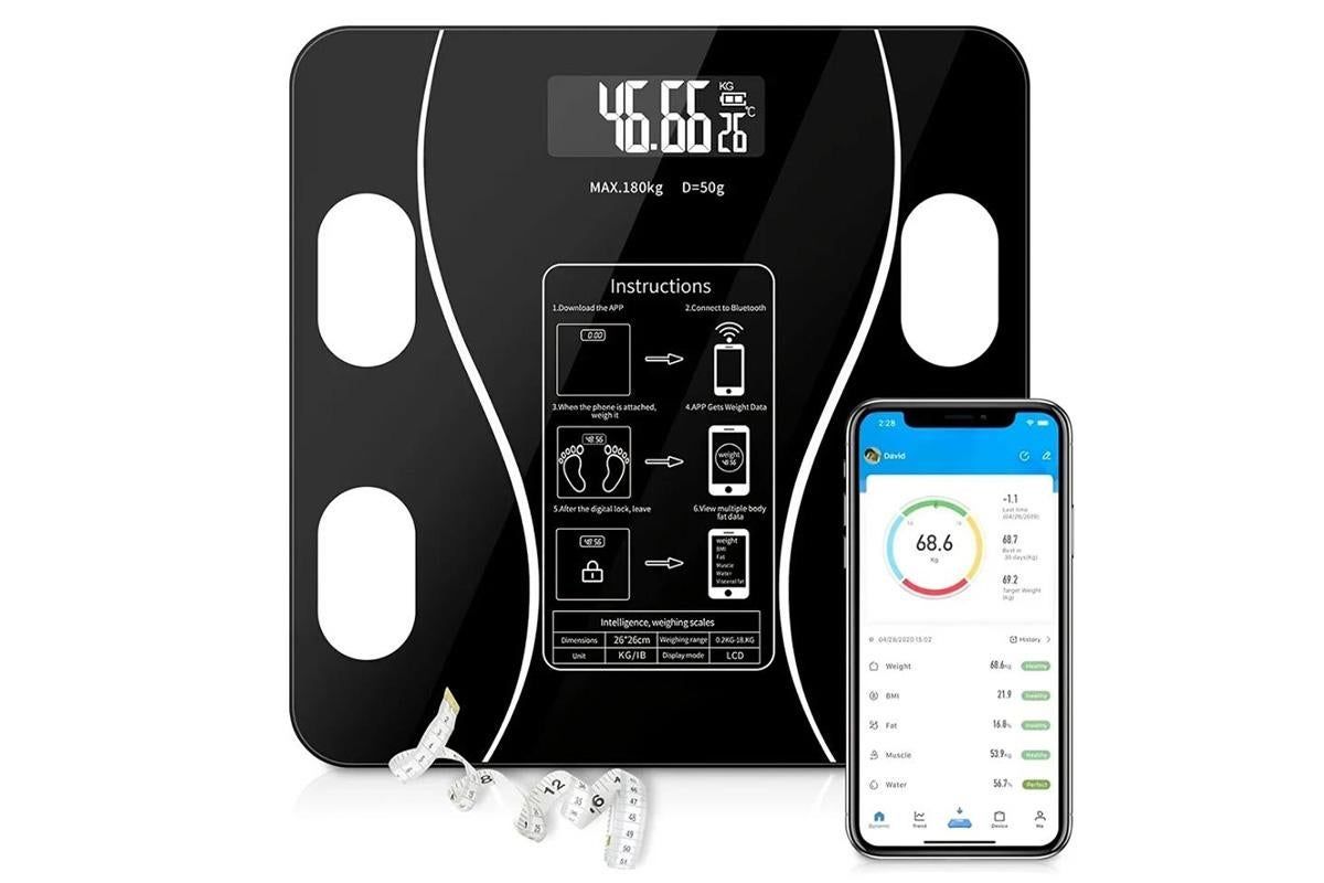 Smart Digital Bathroom Body Fat Scale 180KG Bluetooth Scales Weight -Black - Image 1