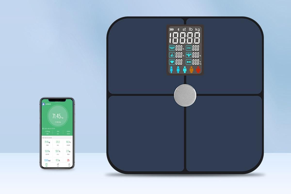 Smart Digital Bathroom Body Fat Scale 180KG Bluetooth Scales Weight for BMI Water -Navy Blue - Image 1