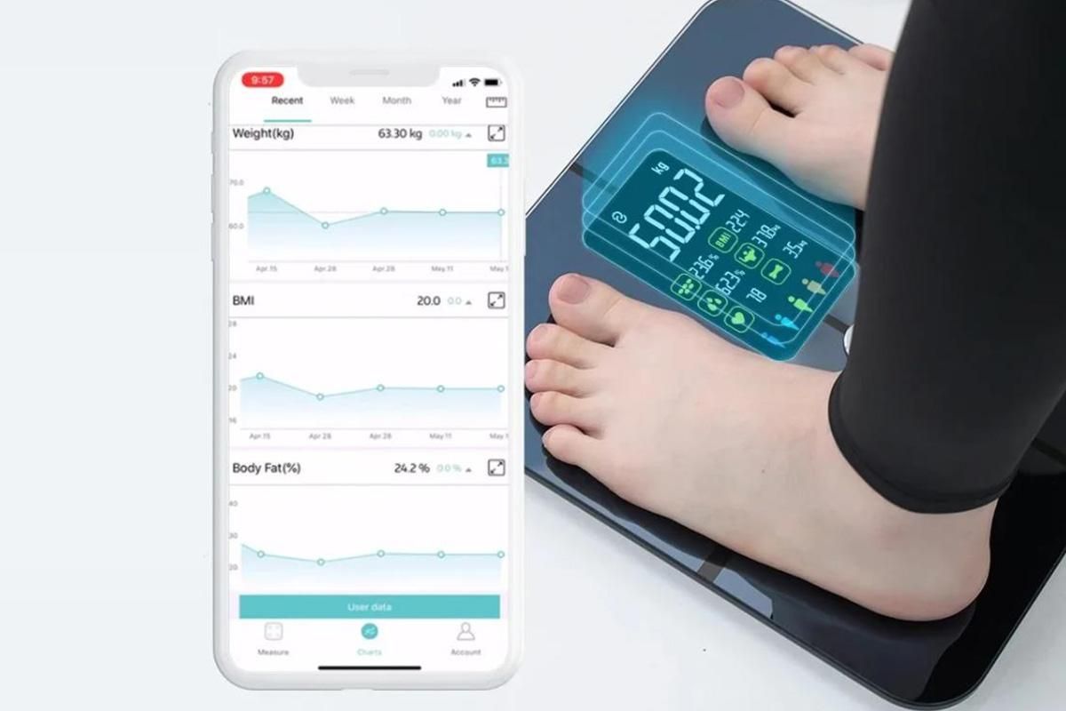 Smart Digital Bathroom Body Fat Scale 180KG Bluetooth Scales Weight for BMI Water -Navy Blue - Image 5