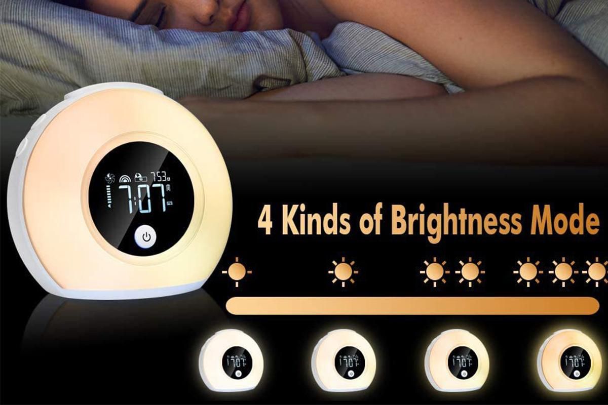Wake-Up Light Alarm Clock Night Light Alarm Clock with Bluetooth Speaker Dimmable Colorful Light - Image 2