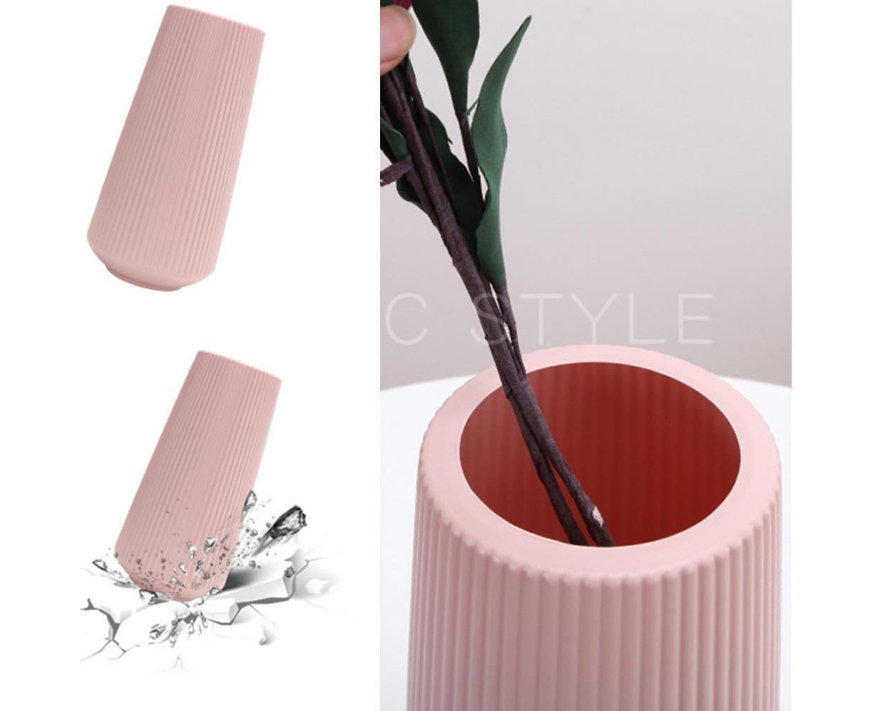 Plastic Nordic Style Vase Dried Flower Arrangement Pot Holder Home Office Decor-Blue - Image 7