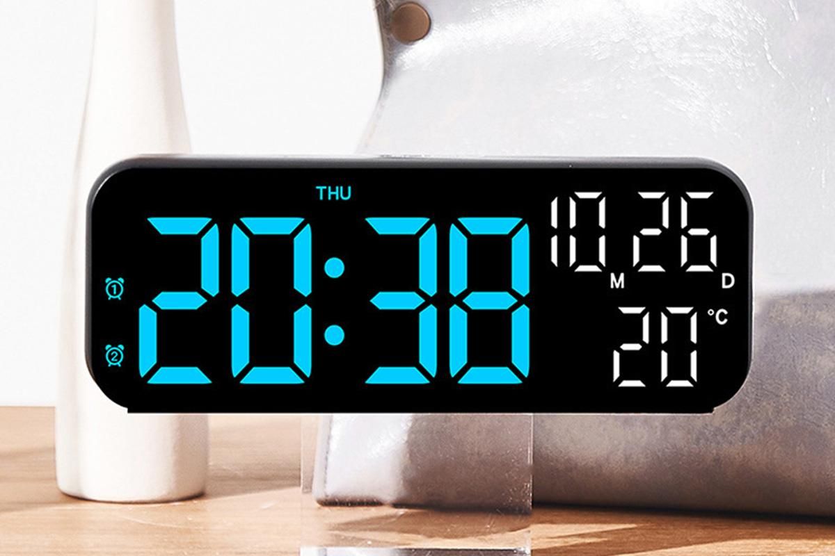 LED Digital Clock with Temperature Humidity Display for Bedroom Black - Image 4
