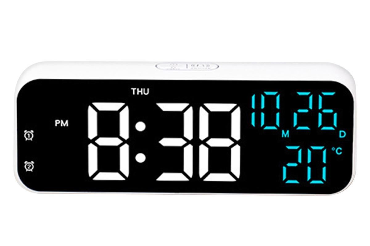 LED Digital Clock with Temperature Humidity Display for Bedroom Black - Image 8