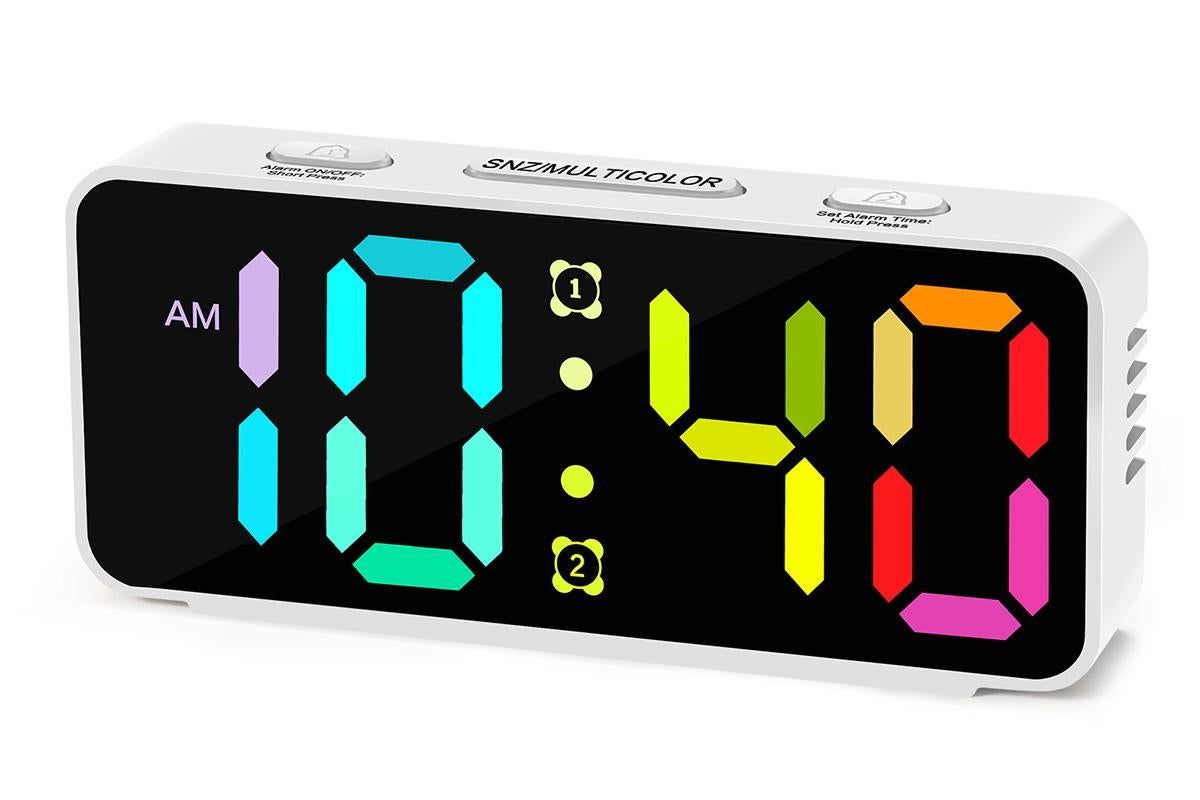 Small Digital Alarm Clock with 5 Dimmers and 5 Alarm Volumes for Bedrooms - White - Image 1