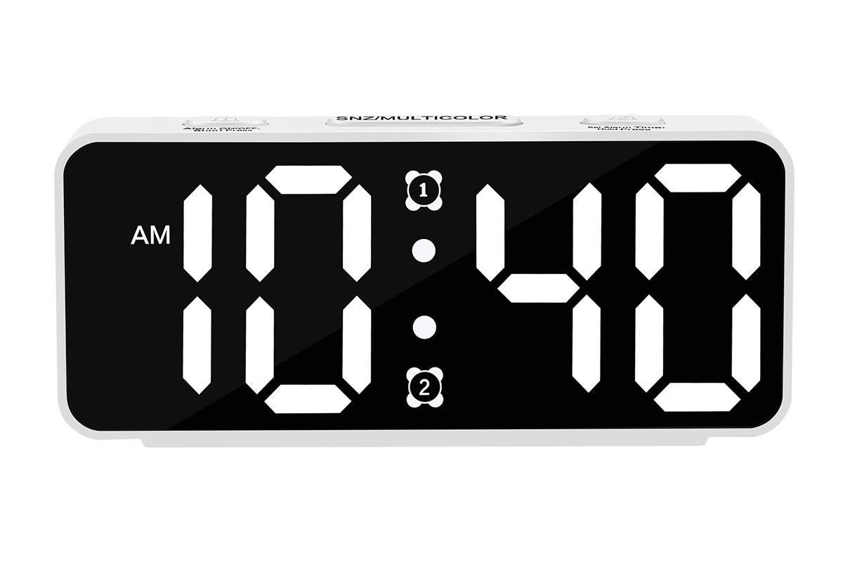 Small Digital Alarm Clock with 5 Dimmers and 5 Alarm Volumes for Bedrooms - White - Image 2