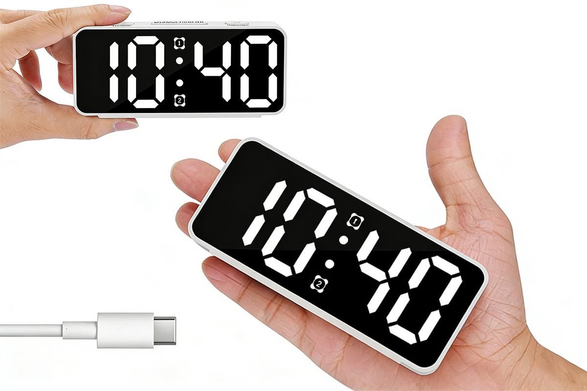 Small Digital Alarm Clock with 5 Dimmers and 5 Alarm Volumes for Bedrooms - White - Image 6