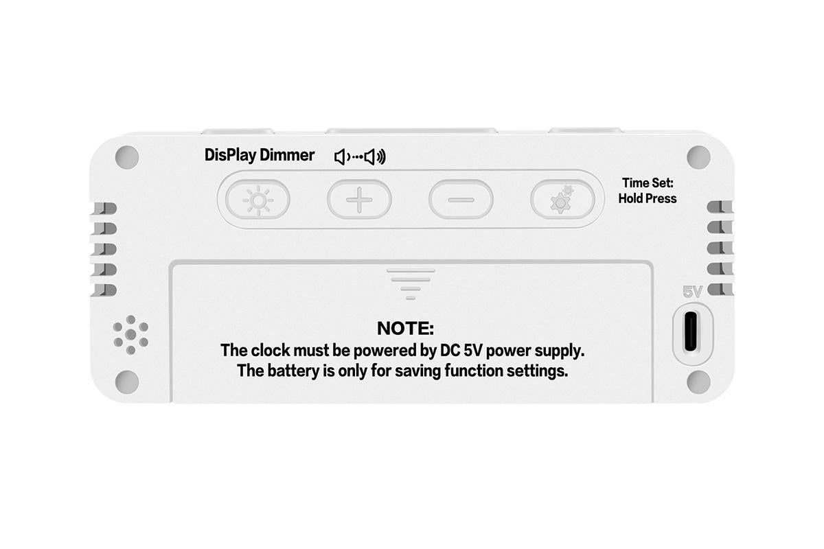 Small Digital Alarm Clock with 5 Dimmers and 5 Alarm Volumes for Bedrooms - White - Image 7