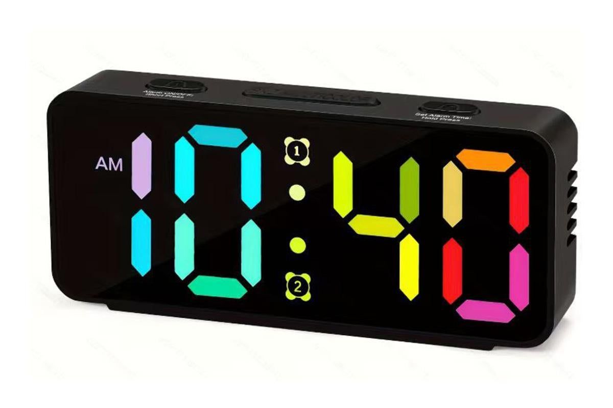 Small Digital Alarm Clock with 5 Dimmers and 5 Alarm Volumes for Bedrooms - Black - Image 1