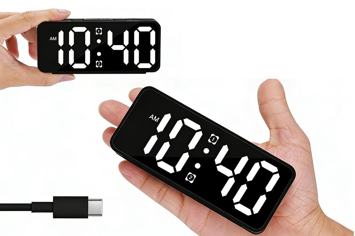 Small Digital Alarm Clock with 5 Dimmers and 5 Alarm Volumes for Bedrooms - Black - Image 6